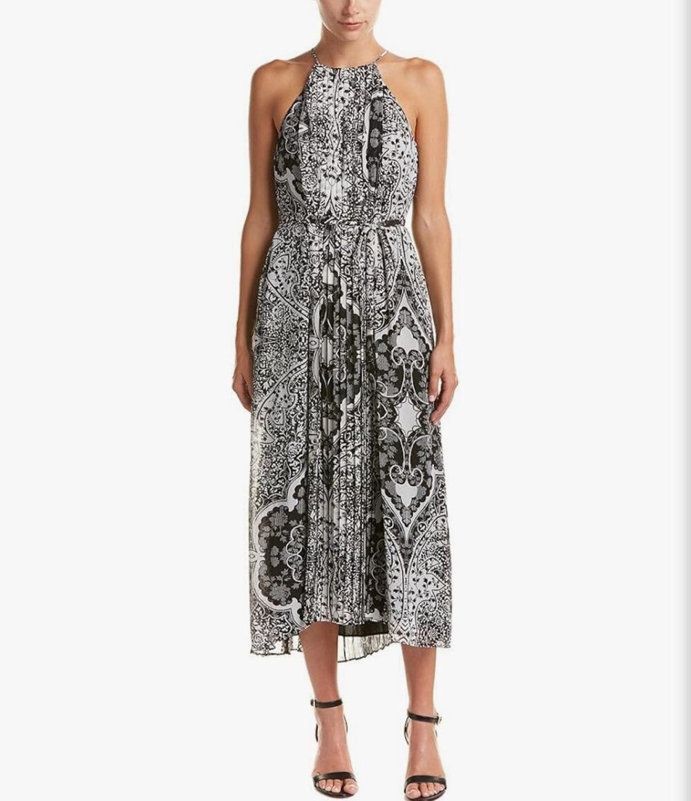 NWT Anthropologie Donna Morgan Black and White Womens Maxi Dress 8